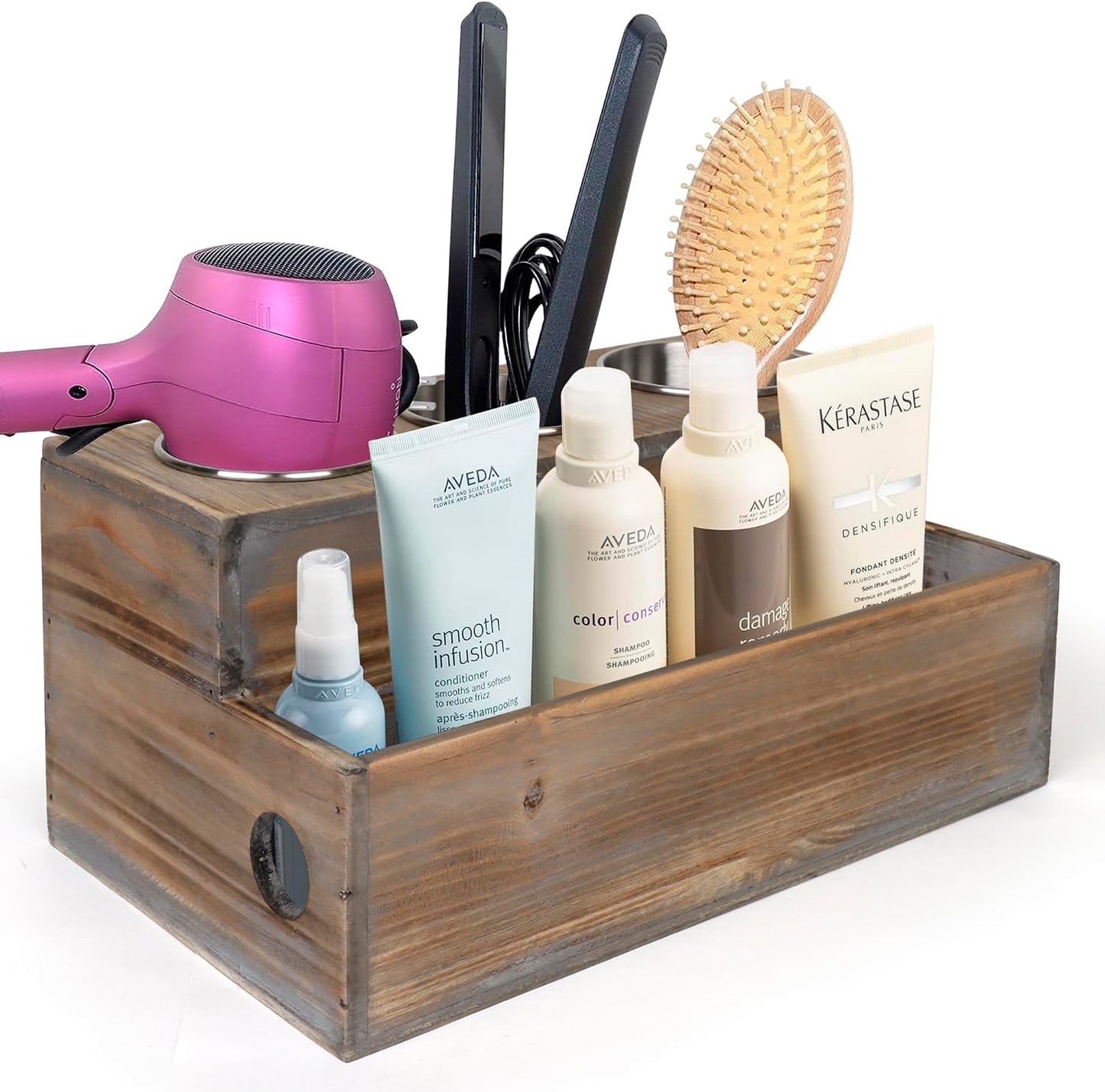 Soporte madera organiz. pelo y accesorios baño