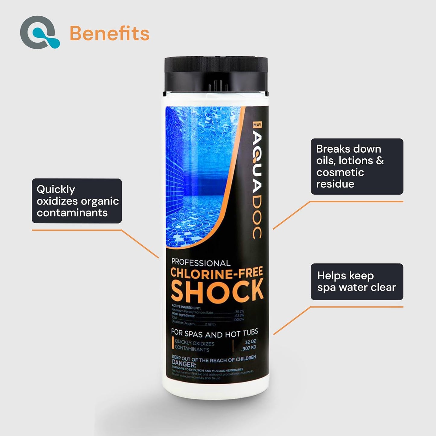 Choque spa sin cloro 32oz pack 4 fabricado EE.UU.