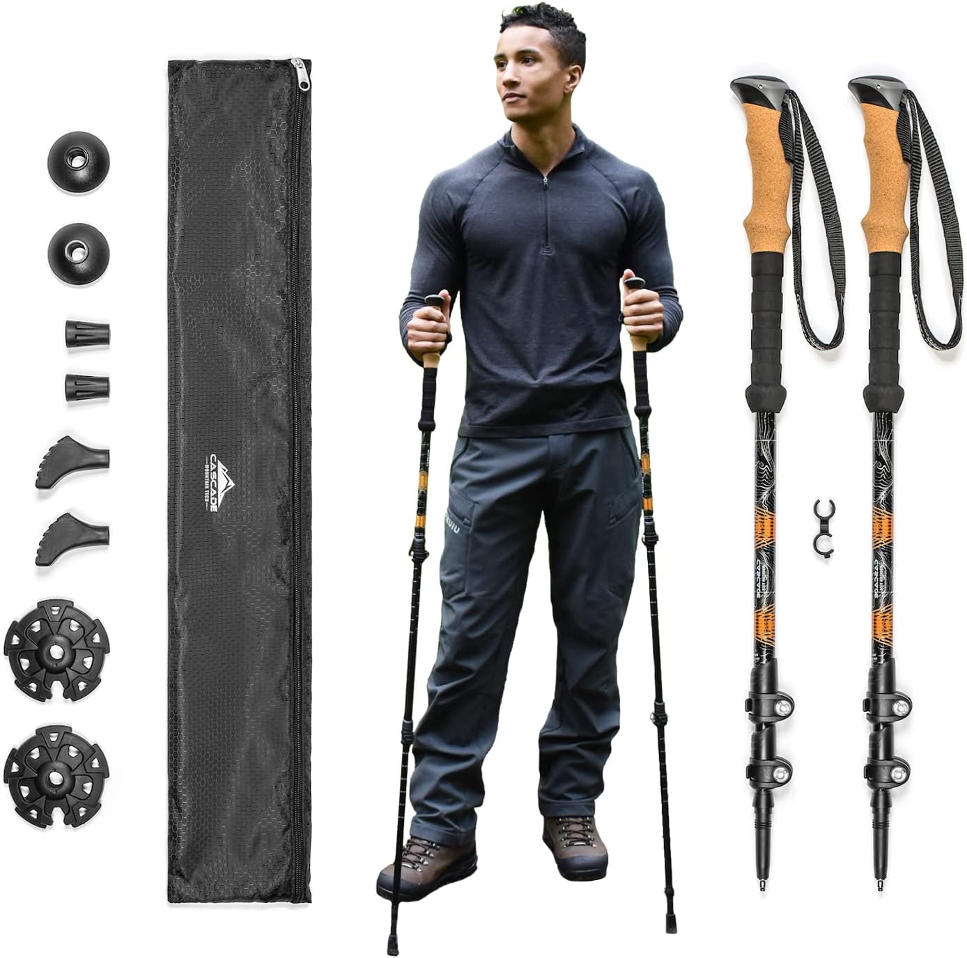 Bastones senderismo aluminio agarre extendido kit