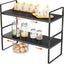 2 Pzas Estante Apilable 16.5-27pulg Organiz. Especias Negro