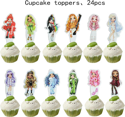 24 Decoraciones Tarta Arco Iris Cupcakes Cumpleaños