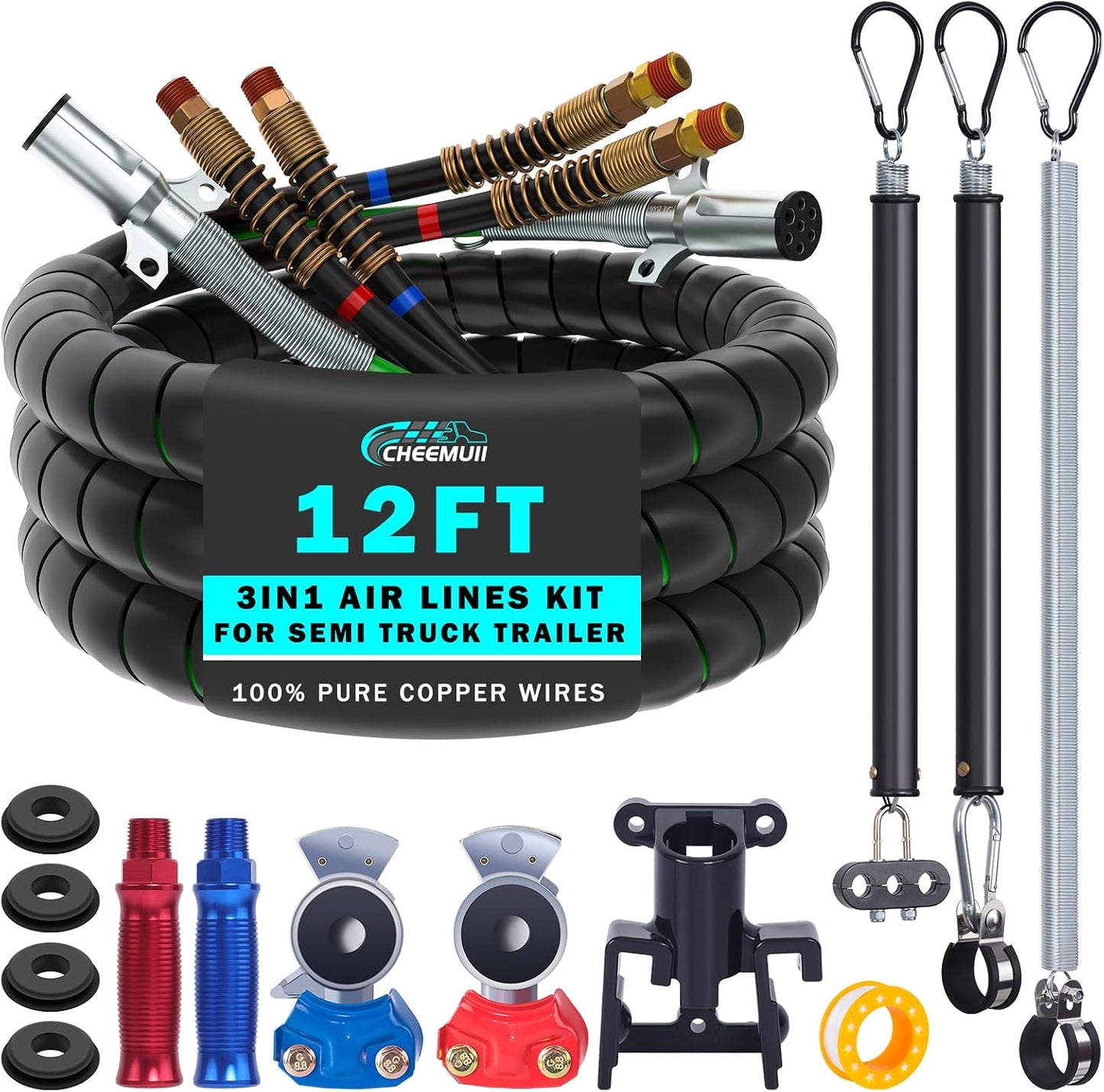 Kit línea aire camión 12ft soporte Gladhands mangueras