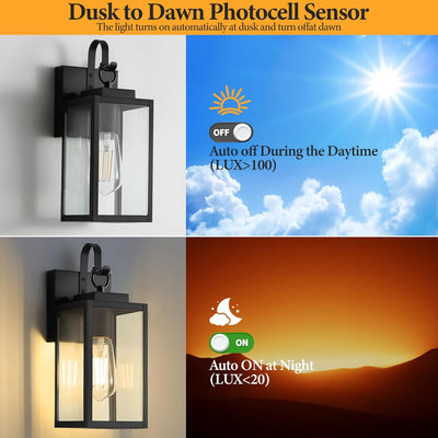 2 Luces pared exterior 11.8pulg vidrio templado aplique metal IP65