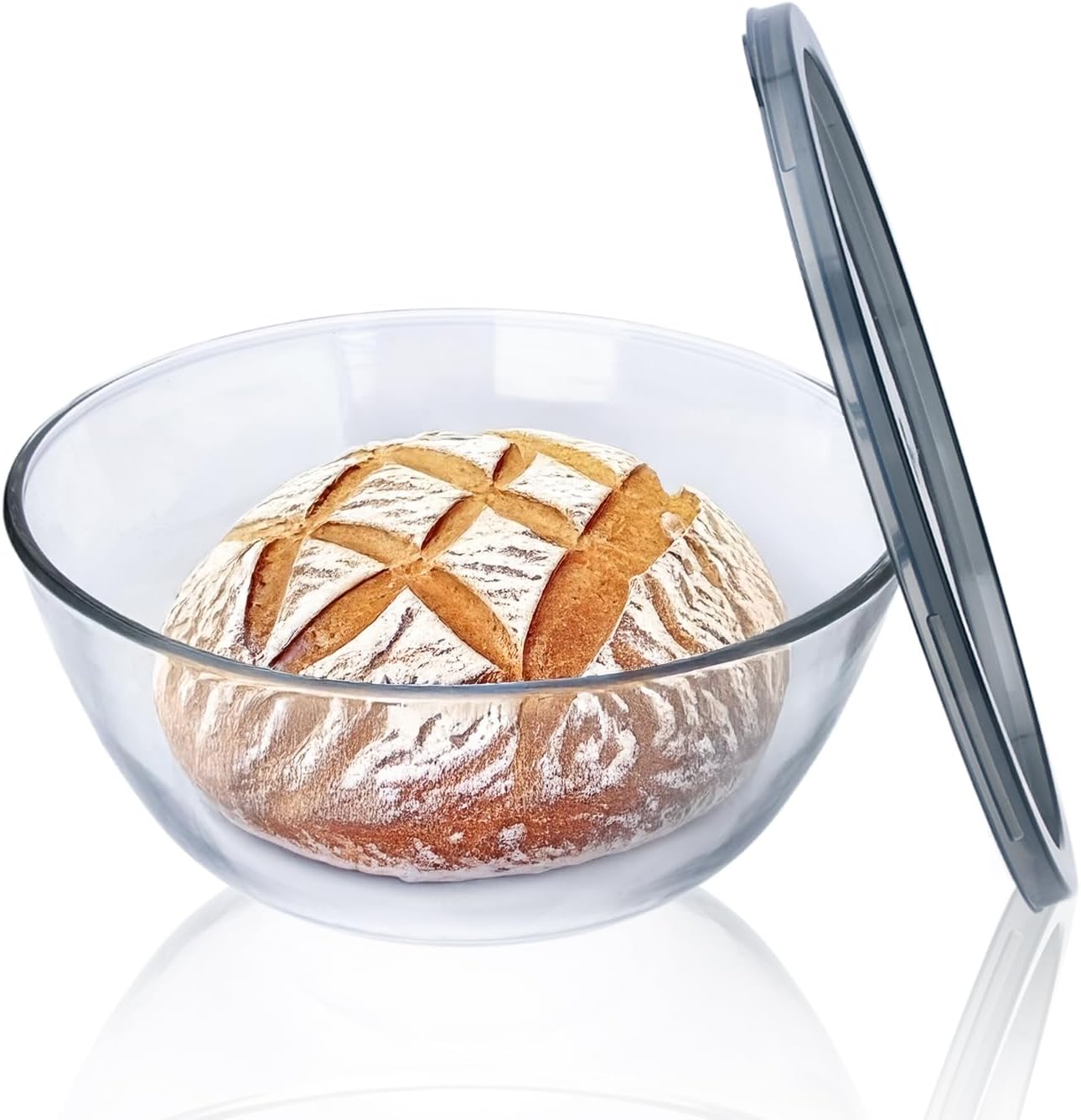 Tazón vidrio para pan fermentado 4.7qt con tapa