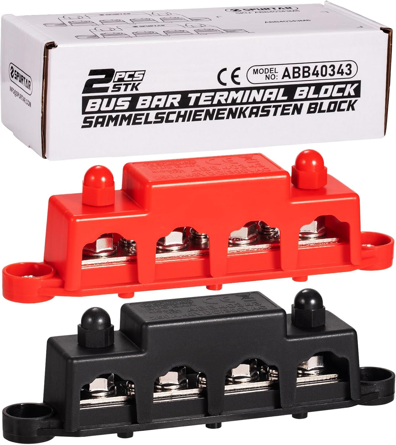 Barra colectora 12V 24V 250A con 4 terminales M8