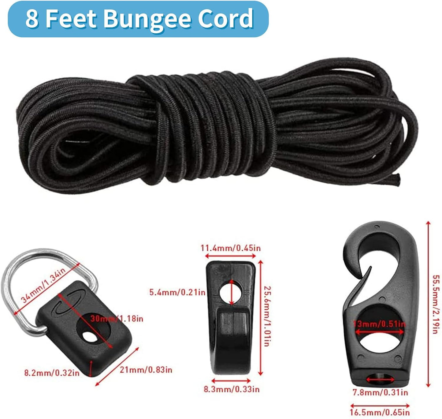 Kit aparejo kayak cuerda elástica 8ft anillo D 304 M6