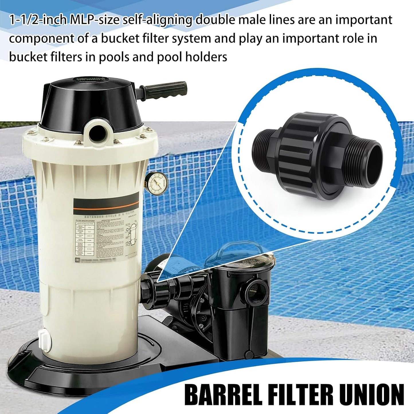 Unión filtro bomba piscina Hayward 1-1/2"