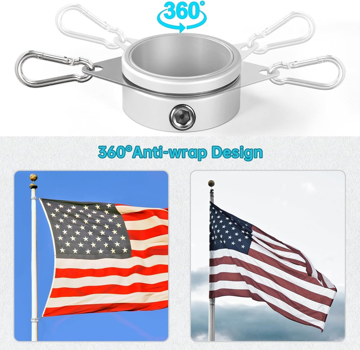 Anillos mástil aluminio giratorios 360° antienredo