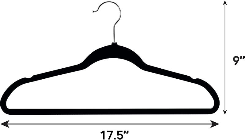 Set 100 perchas terciopelo fieltro negro ganchos inox