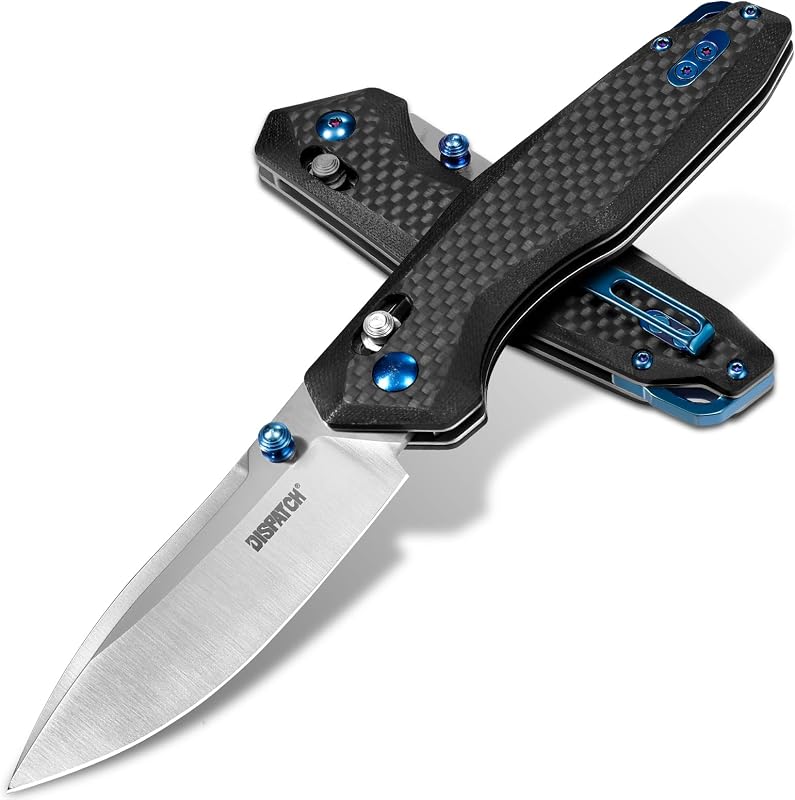 Cuchillo plegable acero D2 3.27pulg mango fibra carbono