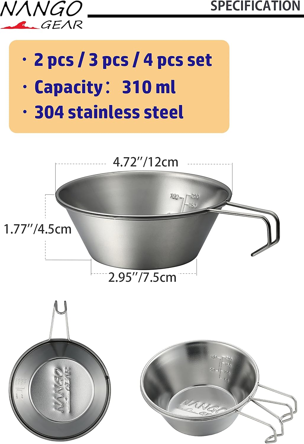 Set 2 Tazas Acero Inox Alimenticio Camping Sierra
