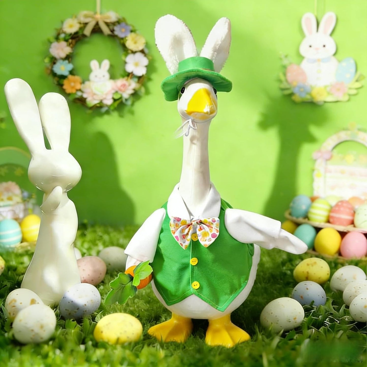 Disfraz ganso amarillo y verde para niño Pascua