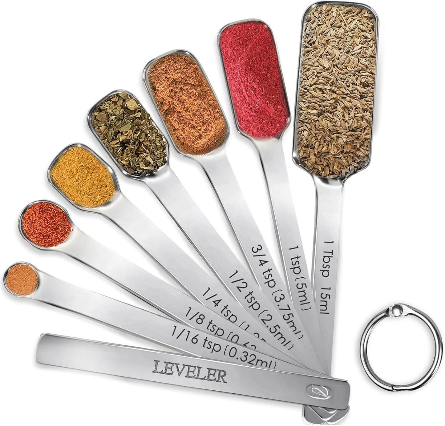 Set 8 cucharas medidoras acero inox compactas para especias