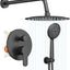 Regadera pared baño acero inox 25.4cm 5 modos negro mate