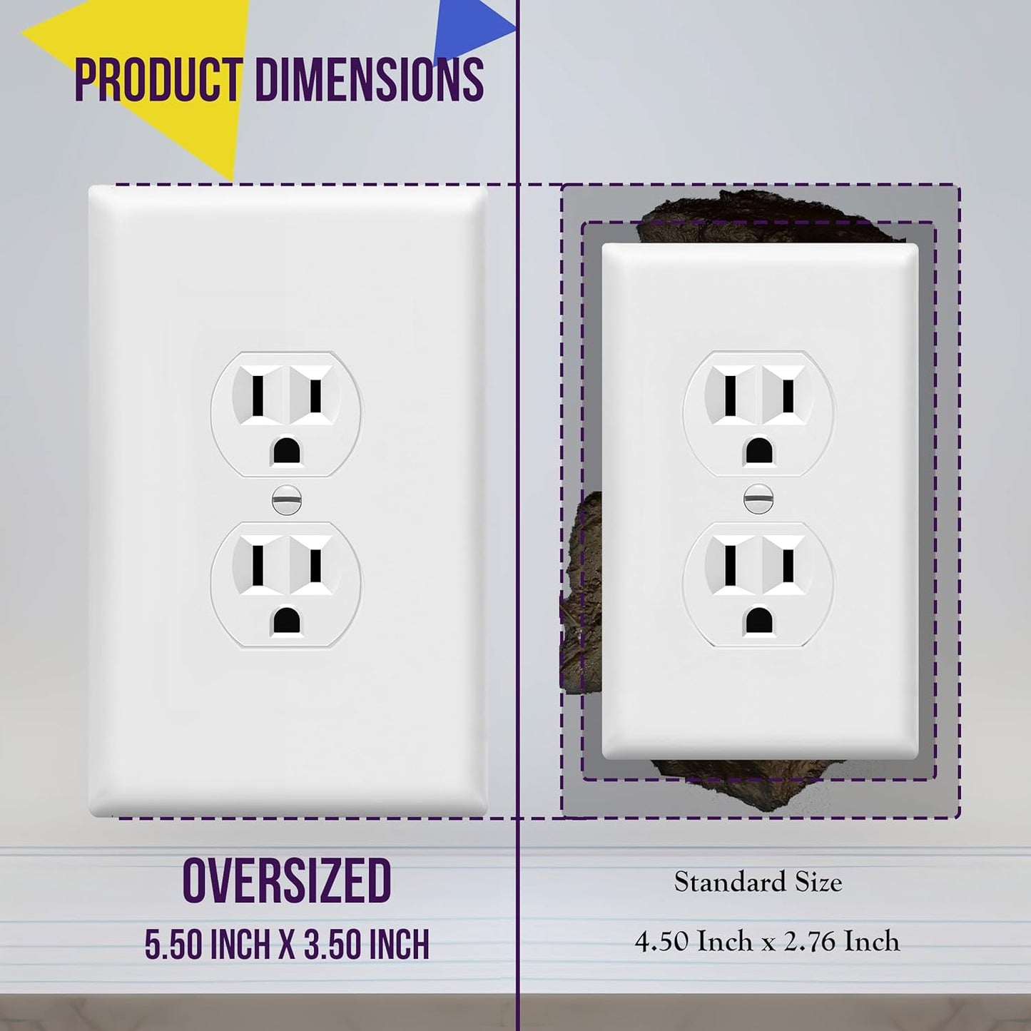 Placa pared dúplex 5.5x3.5pulg termoplástico 10uds blanco