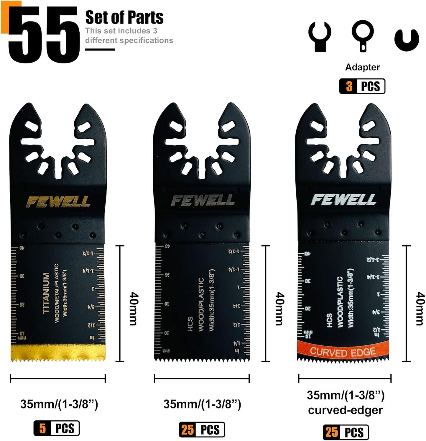 55 Hojas Sierra Oscilante Universal para Metal Madera