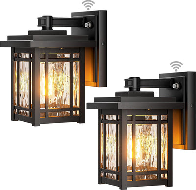 2 Luces pared exterior cuadradas E26 color negro