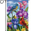 Bandera jardín 12x18pulg doble cara arpillera pájaros lirios