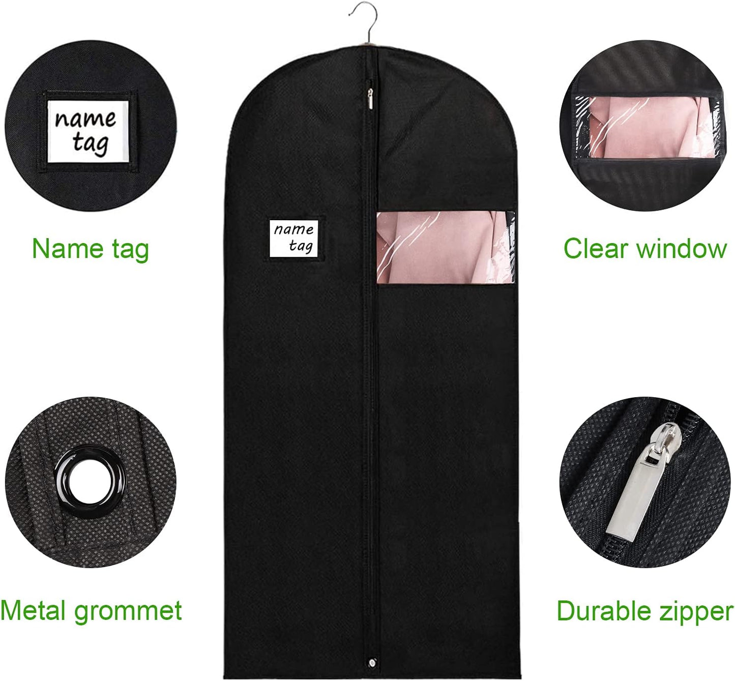 Bolsas colgar ropa 60" set 6 con cremallera y agujero