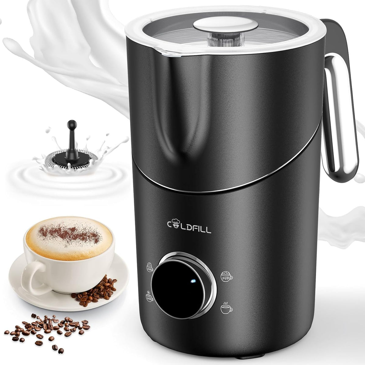 Espumador leche 13.5oz desmontable con calentamiento silencioso