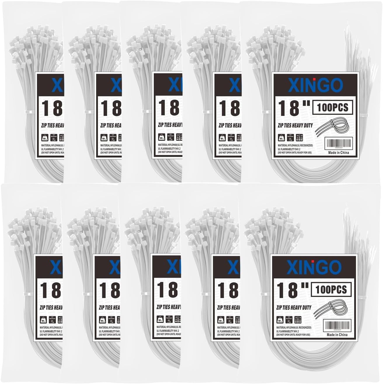 Bridas resistentes UV negro 18pulg 100uds