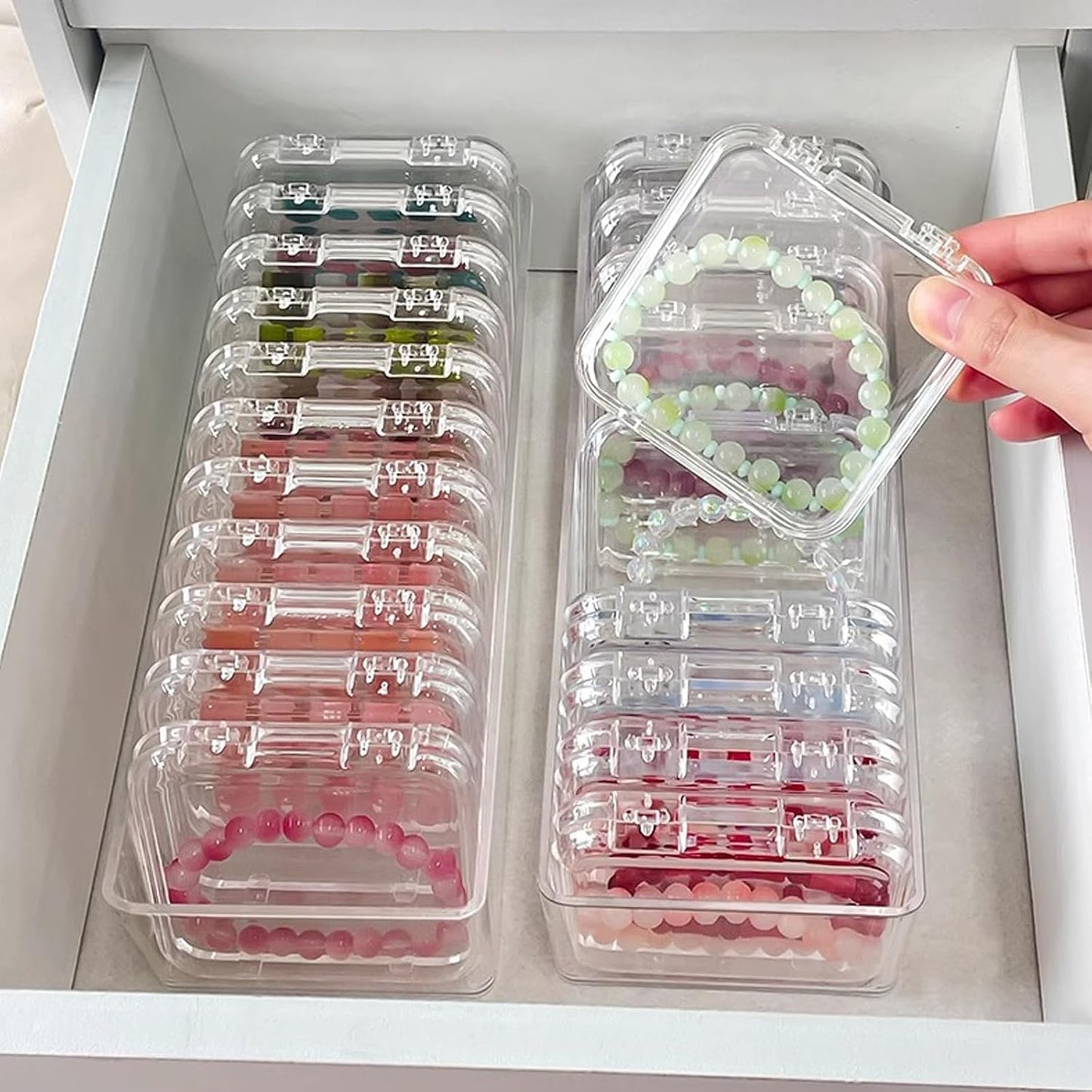 Caja joyería acrílica transparente escritorio 9x3.5x2.4pulg