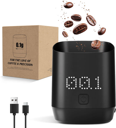 Báscula café dosificadora LED 0.1g IPX4 USB gramos oz