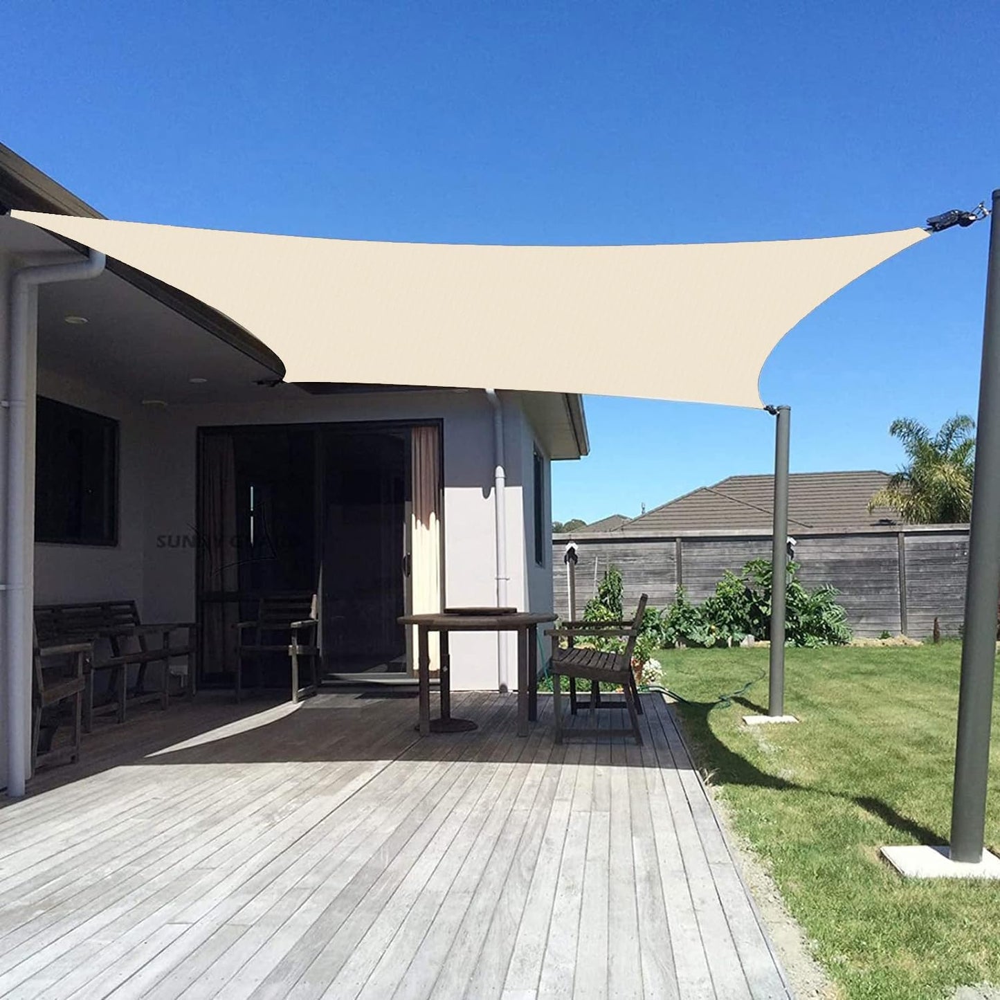 Vela sombra solar 10x20ft color crema mantequilla patio