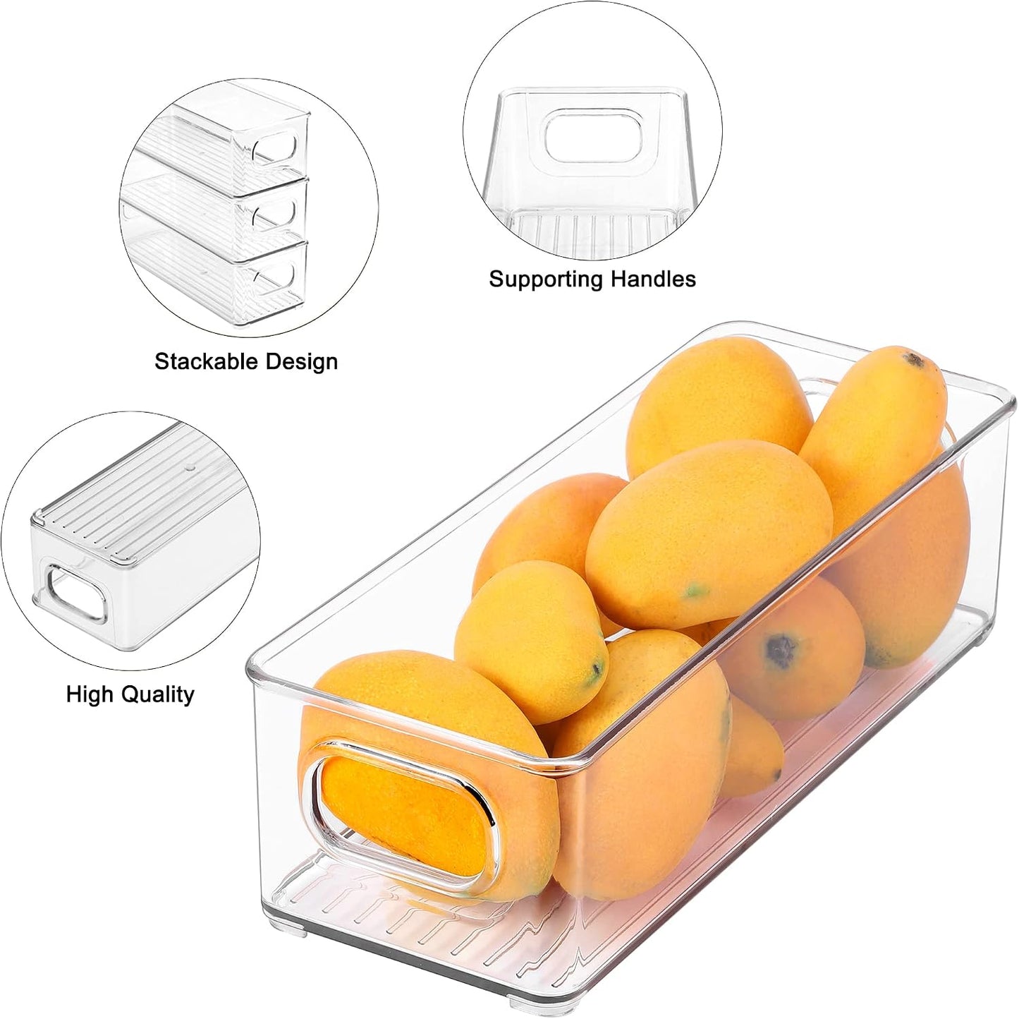 Contenedor plástico apilable para alimentos con asas