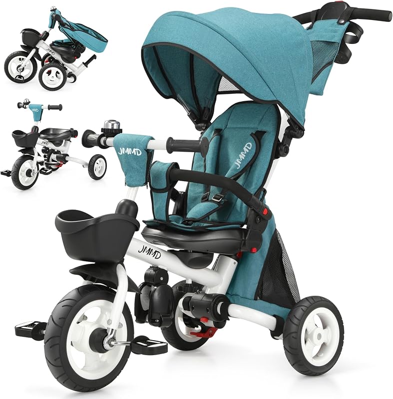 Cochecito triciclo 8en1 plegable asiento giratorio ruedas