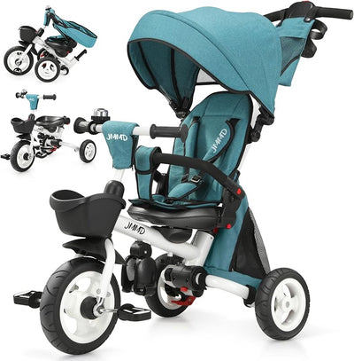 Cochecito triciclo 8en1 plegable asiento giratorio ruedas