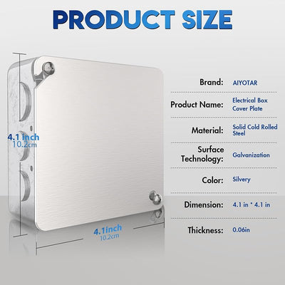 Cubiertas caja eléctrica cuadrada 4pulg acero laminado