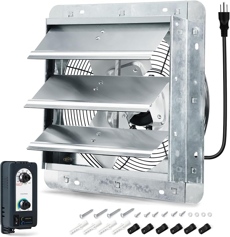Ventilador obturador 12" termostato pared 960CFM