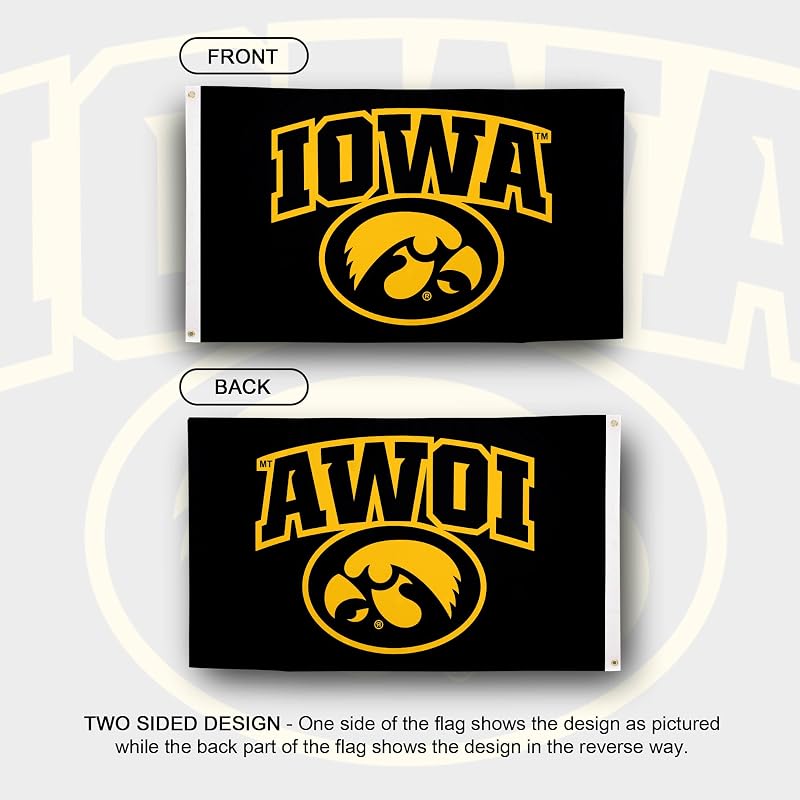 Bandera UI Hawkeyes 3x5ft tela poliéster duradera
