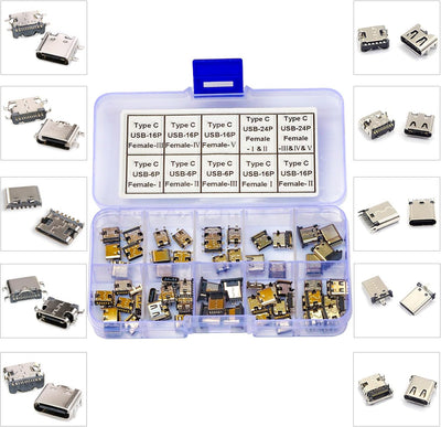 Kit conectores PCB tipo C USB 3.1 conector hembra 6/16/24