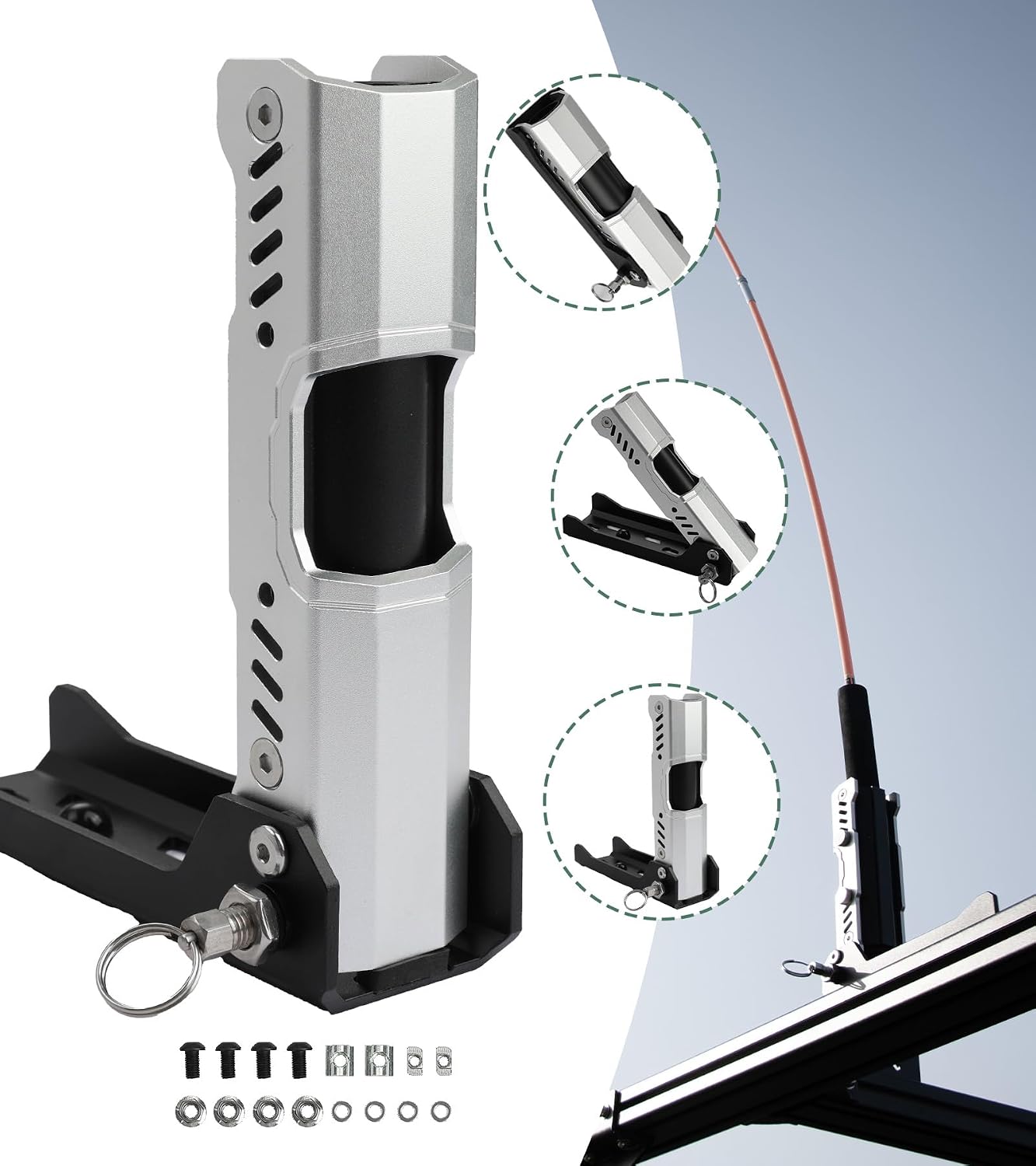 Soporte mástil bandera plegable ajustable 0°/45°/90°