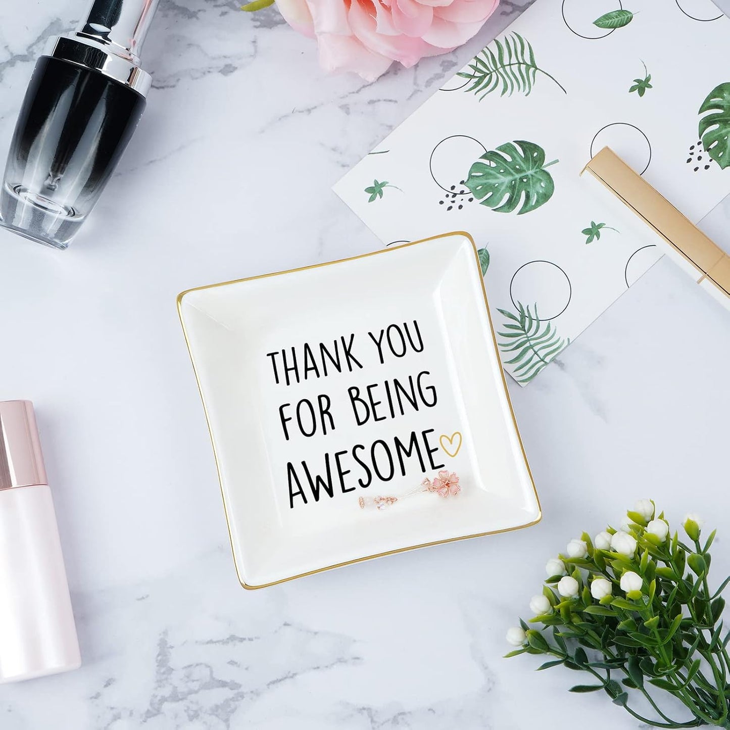 Plato anillos regalo para mujer texto 'Thank You For Being'