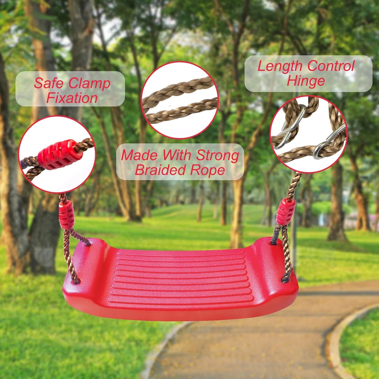 Asiento columpio para niños patio interior rojo