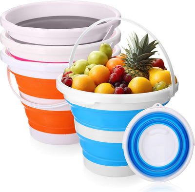 4 Cubos Plegables 10L con Asa para Hogar y Camping