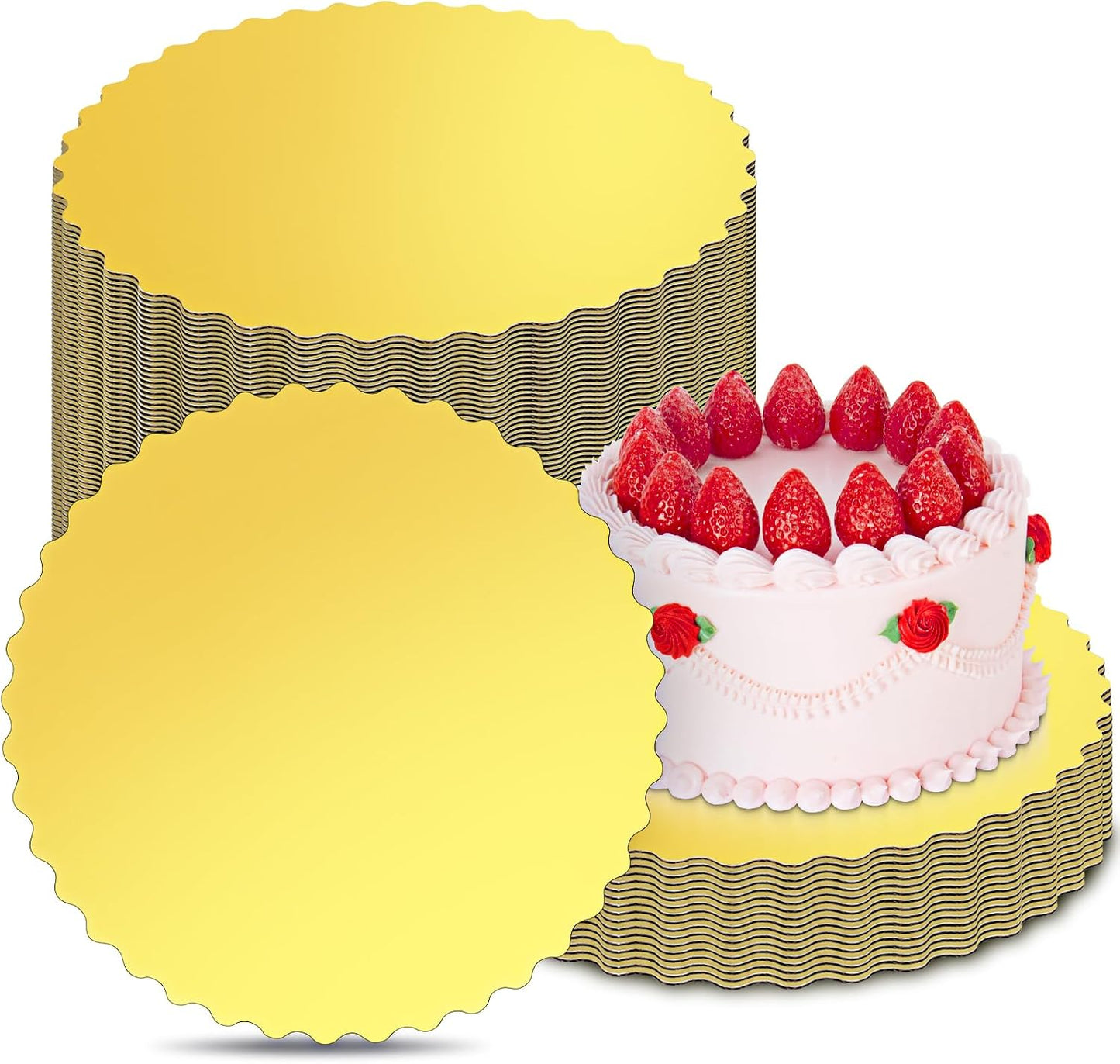 Soportes tartas 6pulg redondas dorados aptos para alimentos 10uds