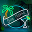 Letrero Neón Barra Abierta Led Árbol Coco Decoración Pared