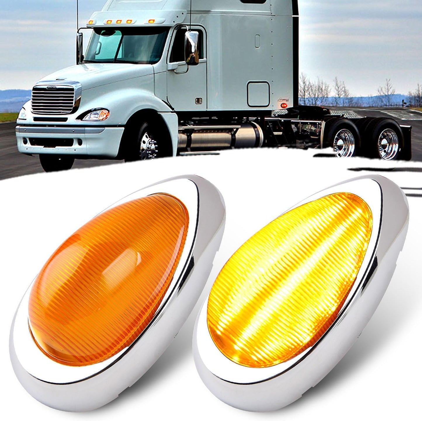 2 Pzas Luces señal giro lágrima ámbar 15 LED para Freightliner