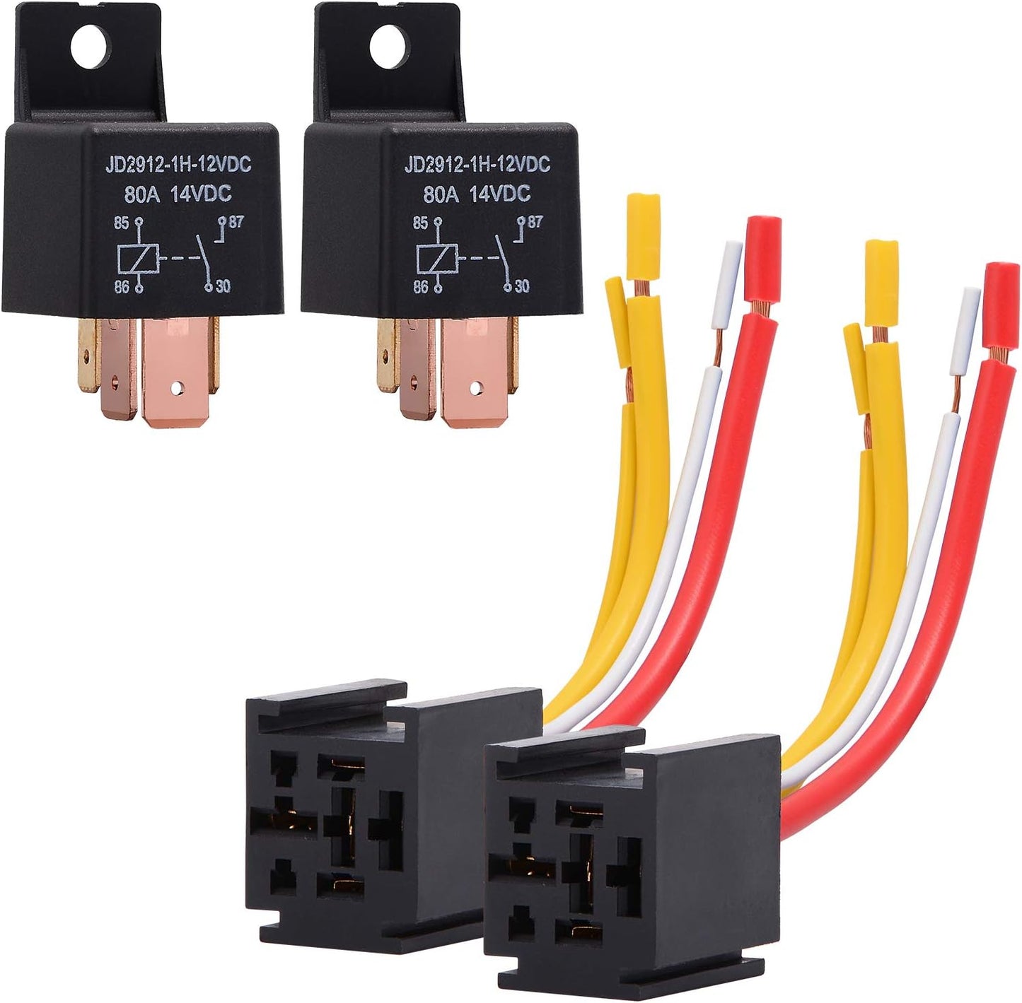 Enchufe relé SPST 12/24V 80A 4 pines para auto camión pack 2