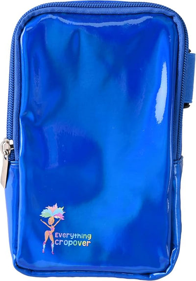 Riñonera 3en1 para muslo bolsa cruzada mujer holográfica azul