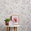 Papel pintado floral blanco rosa 396x20.87"
