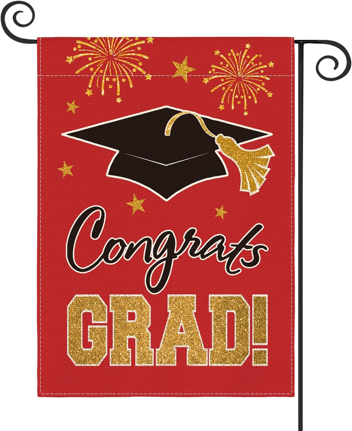 Bandera jardín diploma grad 12x18pulg color rojo
