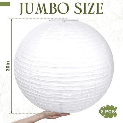 8 Linternas papel blanco 30pulg decoración hogar boda fiesta