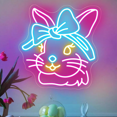 Letrero neón conejo Pascua decoración dormitorio bebé