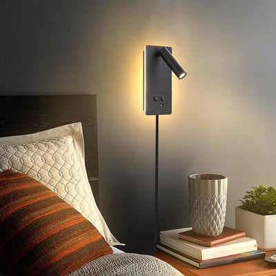 Lámpara pared LED cabecero ajustable con USB 9W3W negro