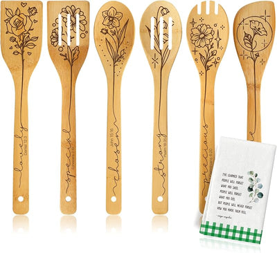 Set 6 cucharas bambú versículos bíblicos regalo mamá hija